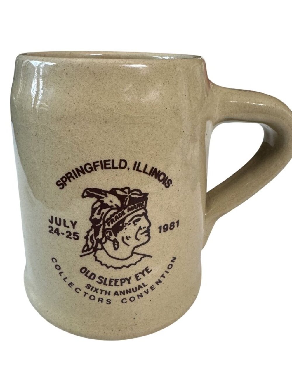 Old Sleepy Eye Collectors Convention Mug 1981 Stoneware Springfield IL Western